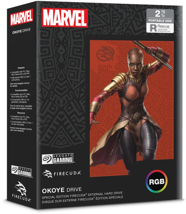 Seagate FireCuda Gaming HDD - Okoye Special Edition, 2TB, +Rescue, USB 3.0 Micro-B