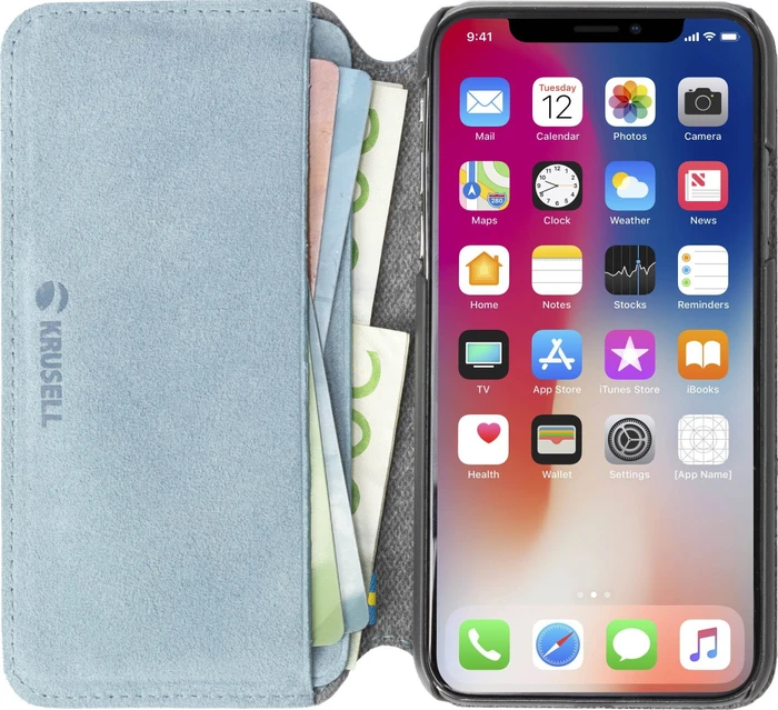 Krusell Broby 4 Card SlimWallet für Apple iPhone X/XS blau