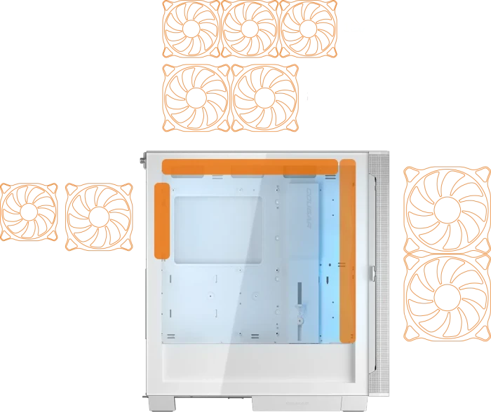 Cougar Airface Flo RGB, weiß, Glasfenster