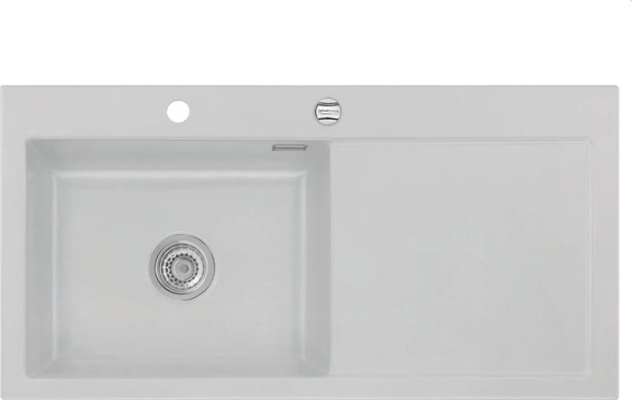 systemceram Mera 100 SL Einbau Becken links mit Ablauffernbedienung alu