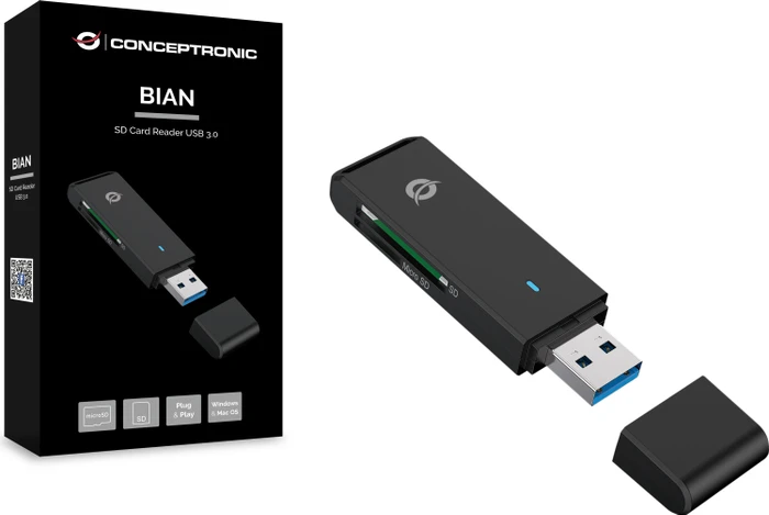 Conceptronic Dual-Slot-Cardreader, USB-A 3.0 [Stecker]