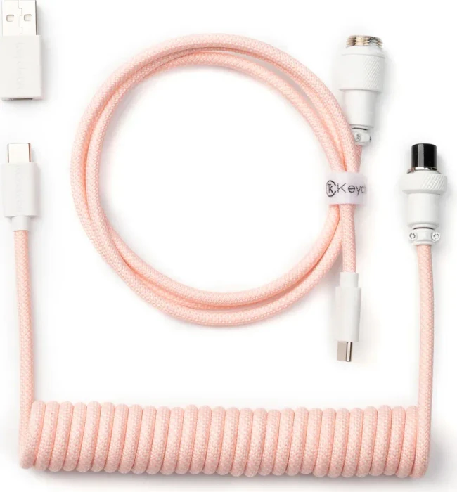 Keychron Coiled Aviator Cable, Tastaturkabel (Spiral-Textilkabel), 1.36m, rosa