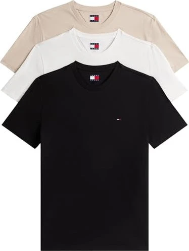 Tommy Hilfiger Flag Extra Slim 3er-Pack T-Shirt kurzarm ecru/black (Herren)