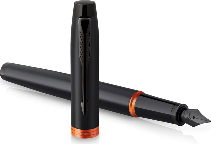 Parker IM Vibrant Rings all-black/flame schwarz, rechte Hand, mittel, Geschenkbox