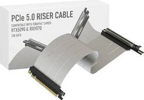 LinkUP AVA5 v4 ITX Armour Riser Kabel, links gerichtet, gewinkelt, PCIe 5.0, 300mm, weiß
