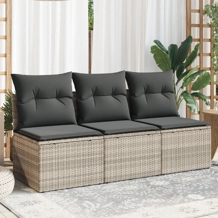 vidaXL Gartensofa/Gartenbox 3-Sitzer mit Kissen