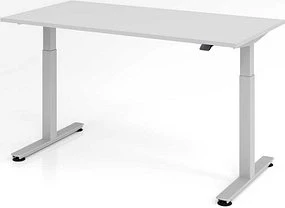 Hammerbacher Ergonomic Aktiv XMST16/5/S elektrisch höhenverstellbarer Sitz-Steh-Schreibtisch 160x80cm grau/silber