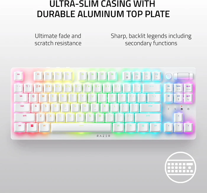 Razer DeathStalker V2 Pro TKL, Mercury White, Razer Low-Profile Linear Optical RED, USB/Bluetooth, US