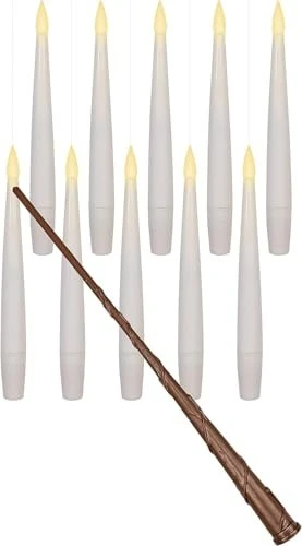FHS International Star-Max schwebende Kerze cremeweiß LED warmweiß, 10 Stück
