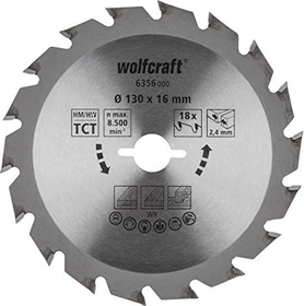Wolfcraft Serie Grün Kreissägeblatt 18Z, 130x2.4x16mm, 1 Stück