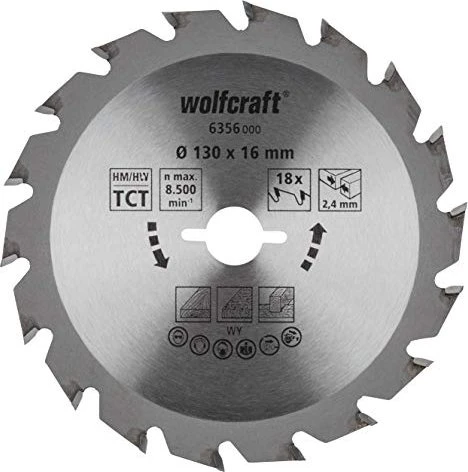 Wolfcraft Serie Grün Kreissägeblatt 18Z, 130x2.4x16mm, 1 Stück