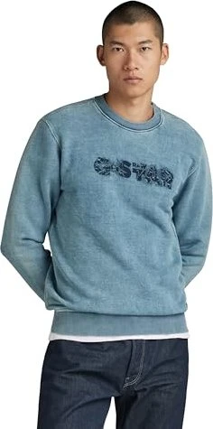 G-Star Distressed Logo Sweatshirt sun faded blue (Herren)