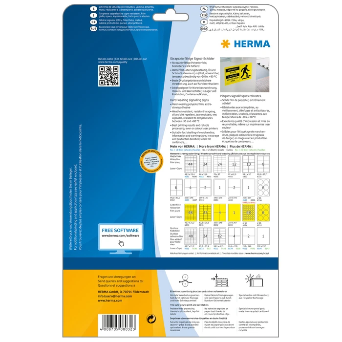 Herma Folienetiketten, A6, wetterfest, gelb, matt, 25 Blatt (100 Etiketten)