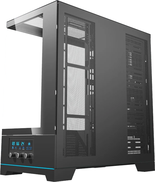 DarkFlash DY451 Pro Black, ohne Lüfter, Glasfenster