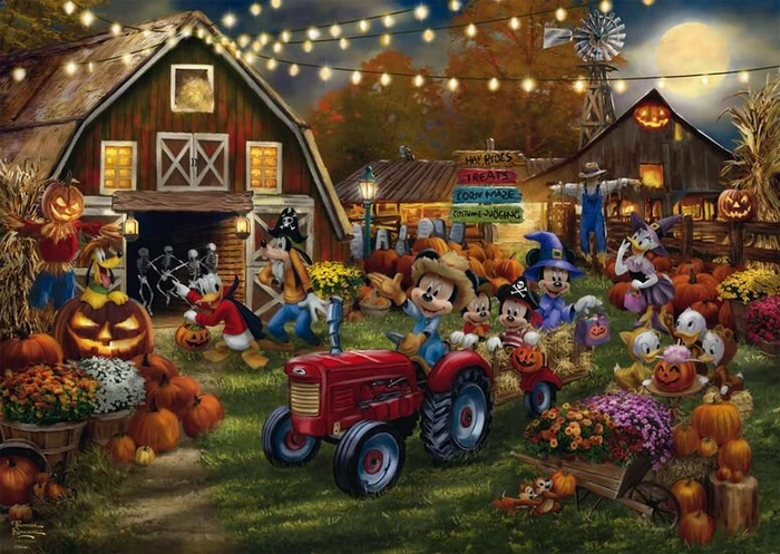 Schmidt Spiele Thomas Kinkade Disney Mickey and Minnie Pumpkin Festival