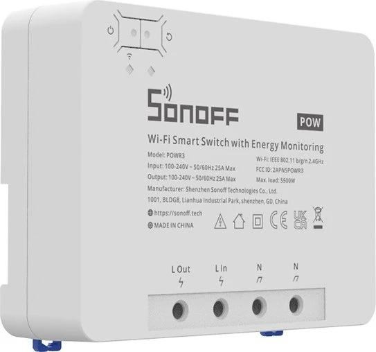 Sonoff POWR3 Smart Switch WiFi, 1-fach, 25A, Funk-Schaltaktor mit Strommessfunktion