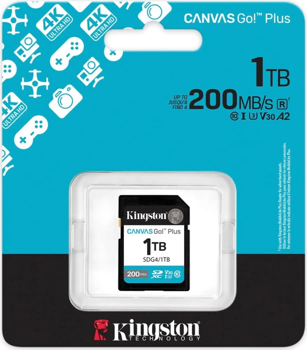Kingston Canvas Go! Plus Gen4 R200/W160 1TB, UHS-I U3, Class 10