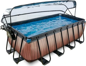 Exit Toys Wood Frame Pool mit Sandfilterpumpe und Abdeckung rechteckig 400x200x122cm