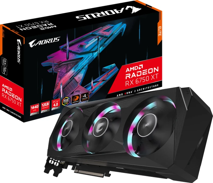 GIGABYTE AORUS Radeon RX 6750 XT Elite 12G, 12GB GDDR6, 2x HDMI, 2x DP