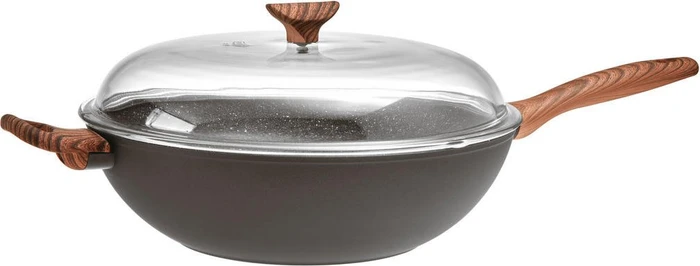 Sambonet Rock'n'Rose Aluminium-Antihaft Spadella Wokpfanne mit Deckel 32cm 5.7l rock