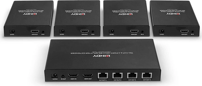 Lindy 4 Port HDMI 4K60 Splitter Extender, 70m, Cat.6