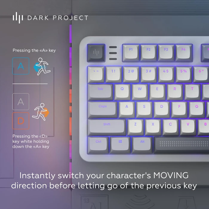 Dark Project ALU87A Daylight Gaming Keyboard, weiß/grau, LEDs RGB, g3ms Zircon Speed, USB, DE