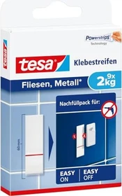 tesa Powerstrips Klebestreifen Fliese/Metall weiß, 9 Stück