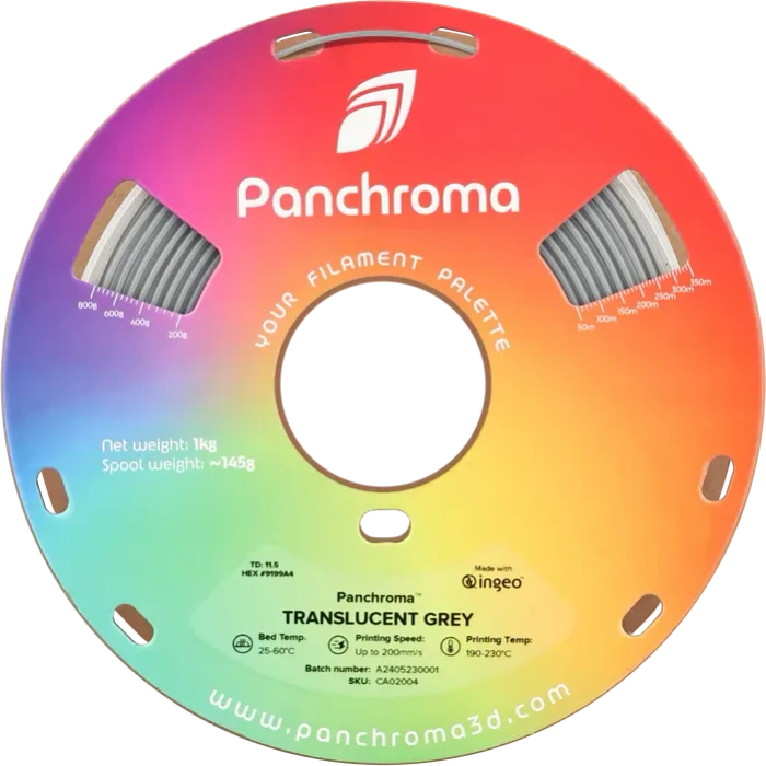 Polymaker Panchroma PLA Translucent, Grey, Spule, 1.75mm, 1.00kg