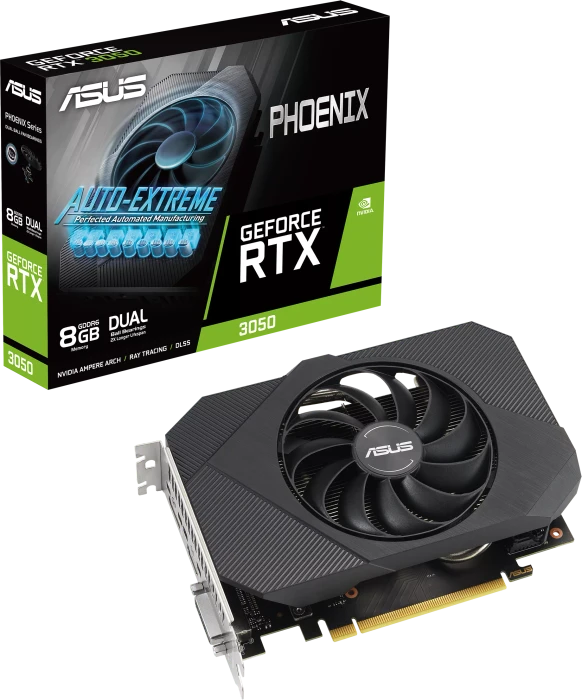 ASUS Phoenix GeForce RTX 3050 V2, PH-RTX3050-8G-V2, 8GB GDDR6, DVI, HDMI, DP