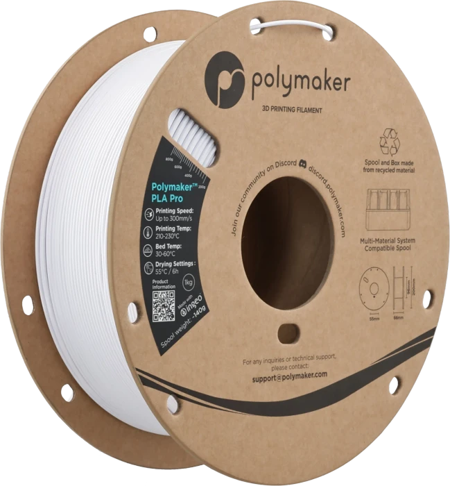Polymaker PLA, Cold White, Spule, 1.75mm, 1.00kg