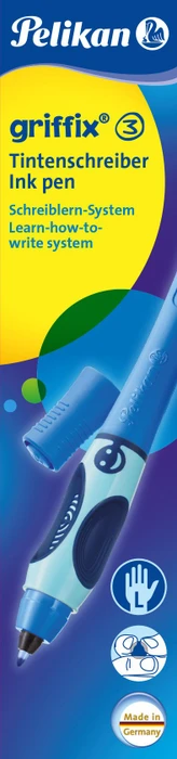 Pelikan griffix 3 Tintenroller (Patrone) blue sea, Linkshänder, Faltschachtel (955179) – Bild 2 von 7