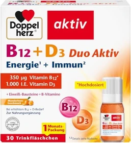 Doppelherz aktiv B12 + D3 Duo Aktiv Trinkfläschchen, 30 Stück