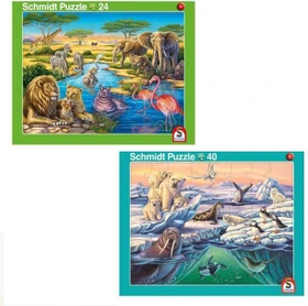 Schmidt Spiele Afrika und Nordpol Puzzle-Set