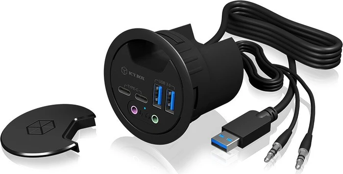 RaidSonic Icy Box IB-HUB1403B Tisch-Hub, 2x USB-C 3.0, 2x USB-A 3.0, USB-A 3.0 [Stecker]