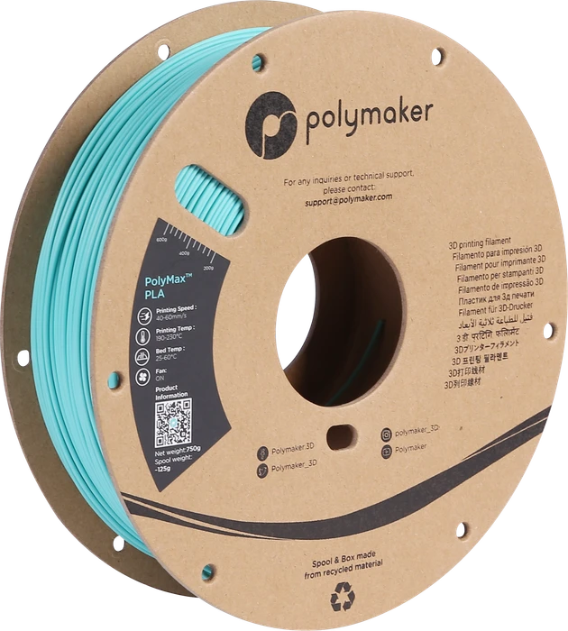 Polymaker PolyMax PLA, türkis, Spule, 1.75mm, 750g