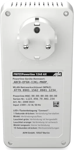 FRITZ! FRITZ!Powerline 1240 AX WLAN Set, Powerline/WLAN-Access Point und Powerline-Adapter Set, 2er-Bundle