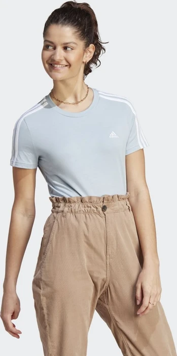 adidas Loungewear Essentials Slim 3 Streifen T-Shirt kurzarm wonder blue/white (Damen)