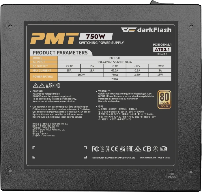 DarkFlash PMT Series PMT750 schwarz 750W, ATX 3.1