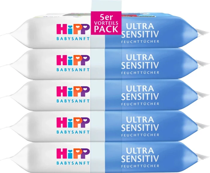 Hipp Babysanft Feuchttücher Ultra-Sensitiv 4er Vorteilspack, 208 Stück (4x 52 Stück)
