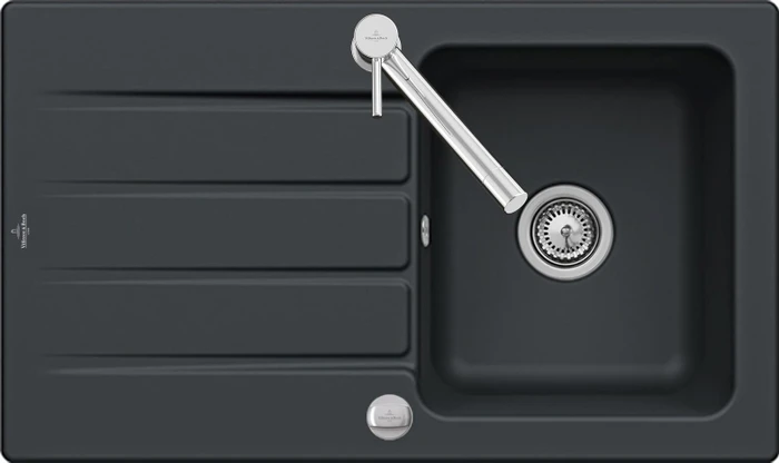 Villeroy & Boch Architectura 860x510mm Becken reversibel mit Ablauffernbedienung pure black