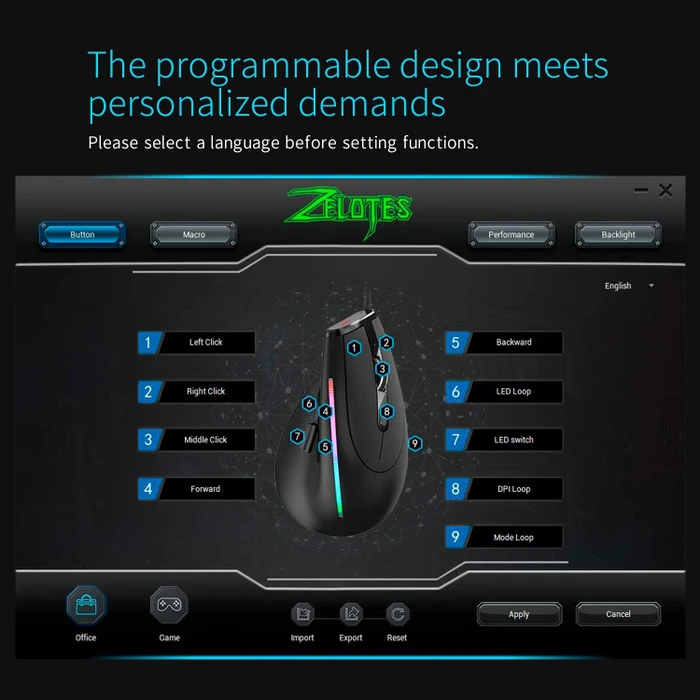Zelotes T-50 Vertical Mouse, schwarz, USB