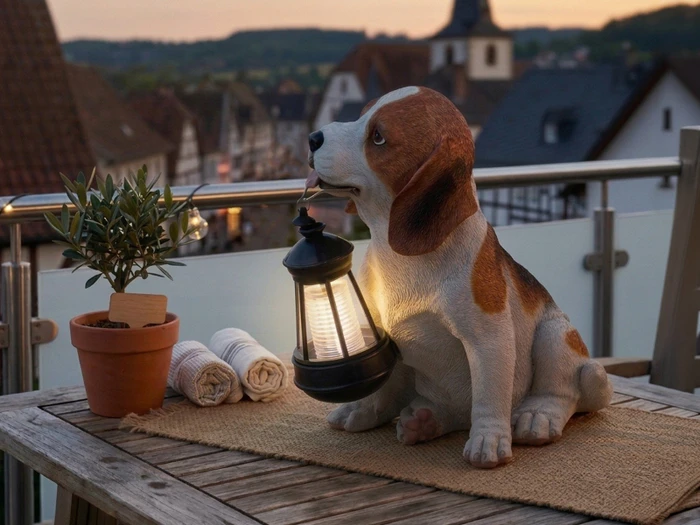 Globo Solar Figur Hund braun/weiß LED