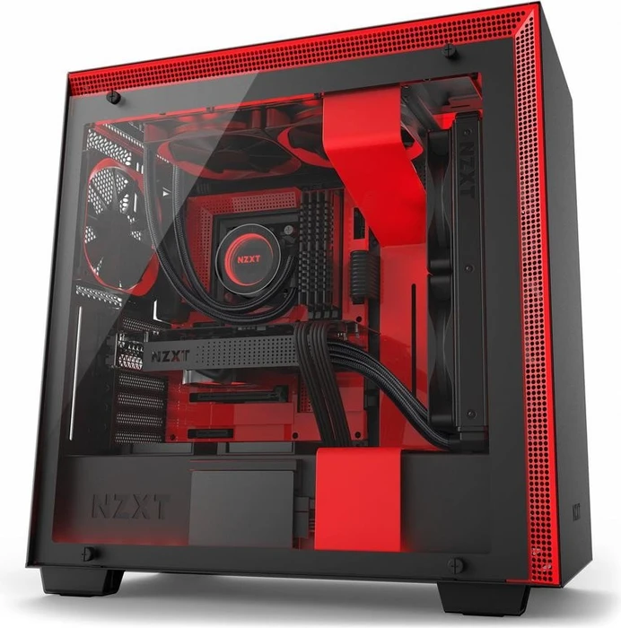 NZXT H700i schwarz/rot, Glasfenster