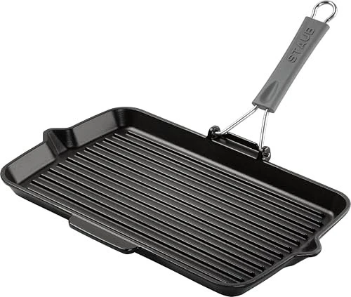 Zwilling Staub Grillpfanne mit Silikongriff rechteckig 34x21cm schwarz