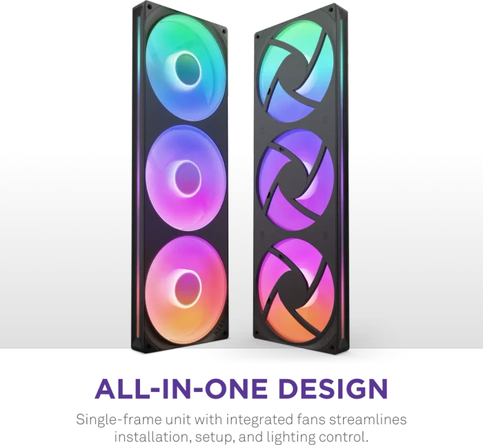 NZXT F Series F420 RGB Core Single-Frame Fan Unit, schwarz, LED-Steuerung, 3x 140mm
