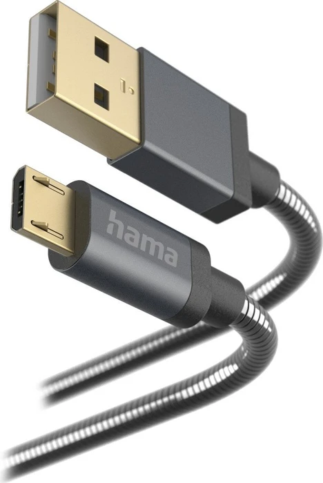 Hama Ladekabel Metall USB-A/Micro-USB 1.5m Metallmantel anthrazit
