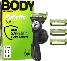 Gillette Labs Body + Intimate Rasierer +  4 Wechselklingen + Duschhalterung