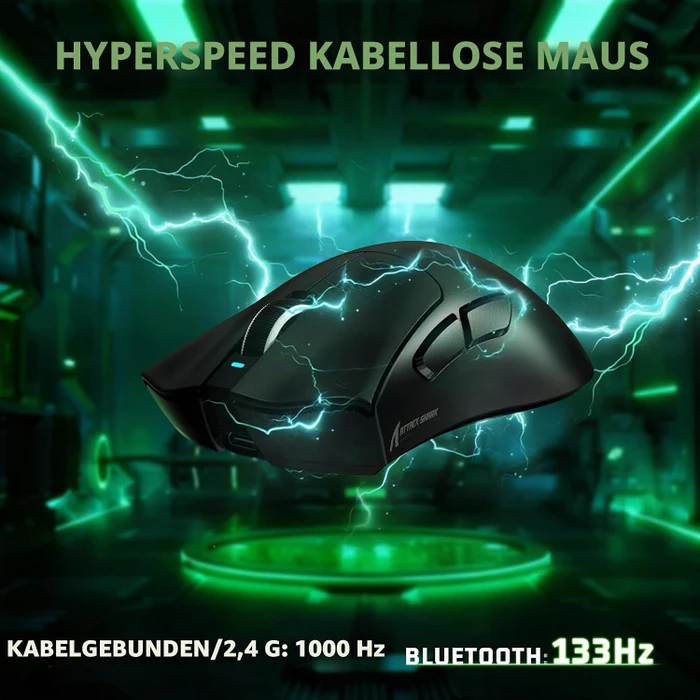 Attack Shark V3 Tri-mode Wireless Gaming Mouse, schwarz, USB/Bluetooth