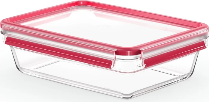 Emsa Clip&Close Glas rechteckig Aufbewahrungsbehälter 2l rot