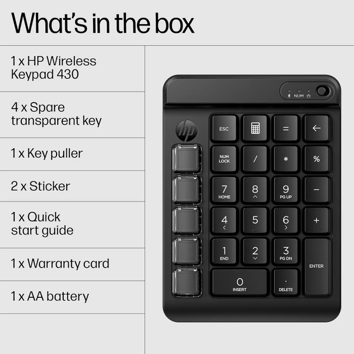 HP 430/435 Programmable Wireless Keypad, schwarz, Bluetooth